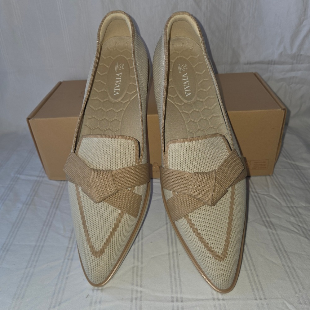 VIVAIA Michelle 2.0 Pointed Toe Bow Loafers Knit Comfort Flats EU 40.5 US 9.5 - Picture 5 of 15